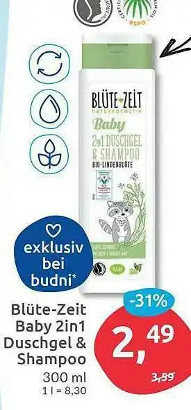 Budni Blüte-zeit Baby 2in1 Duschgel & Shampoo Angebot