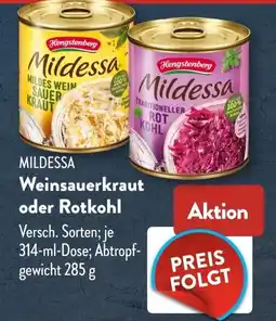 Aldi Süd MILDESSA Weinsauerkraut oder Rotkohl Angebot