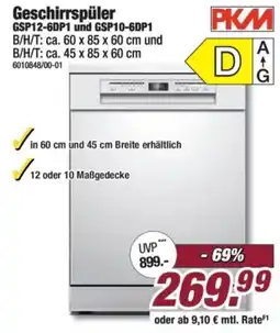 Poco PKM Geschirrspüler GSP12-6DP1 und GSP10-6DP1 Angebot