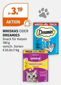 Müller WHISKAS ODER DREAMIES Snack für Katzen Angebot