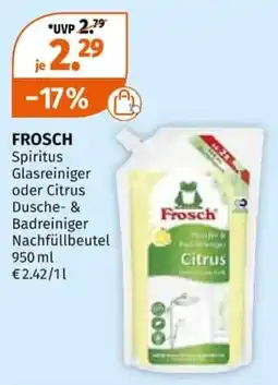 Müller Frosch Spiritus Glasreiniger oder Citrus Dusche- & Badreiniger Angebot