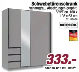Poco Schwebetürenschrank saharagrau, Absetzungen graphit, wimex Angebot