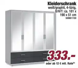 Poco Kleiderschrank weiß/graphit, 4-türig Angebot