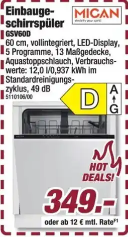 Poco Einbauge-schirrspüler GSV60D Angebot