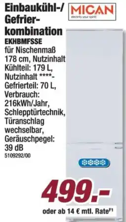 Poco Mican Einbaukühl-/Gefrierkombination Angebot