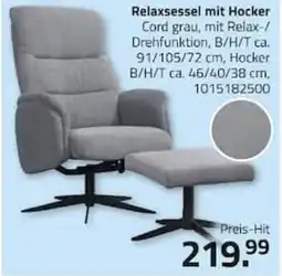 ROLLER Relaxsessel mit Hocker Cord grau Angebot