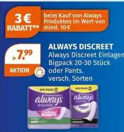 Müller Always Discreet Einlagen Angebot