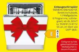 ROLLER Einbaugeschirrspüler SIEMENS SN616X01EF Angebot