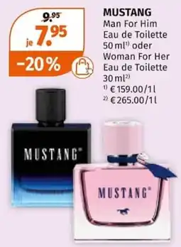 Müller MUSTANG Man For Him Eau de Toilette oder Woman For Her Eau de Toilette Angebot