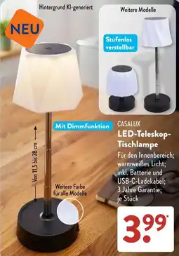 Aldi Süd CASALUX LED-Teleskop-Tischlampe Angebot