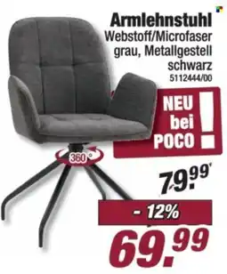 Poco Armlehnstuhl Webstoff/Microfaser grau, Metallgestell schwarz Angebot