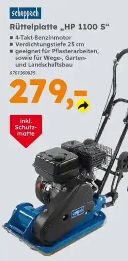 Globus Baumarkt Scheppach Rüttelplatte „HP 1100 S“ Angebot