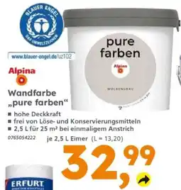 Globus Baumarkt Alpina Wandfarbe „pure farben“ Angebot