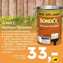 Globus Baumarkt BONDEX Holzlasur für außen Angebot