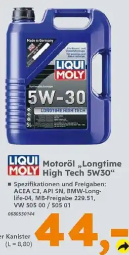 Globus Baumarkt LIQUI MOLY Motoröl „Longtime High Tech 5W30“ Angebot