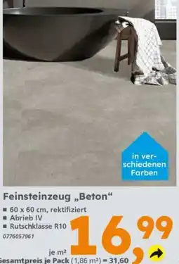 Globus Baumarkt Feinsteinzeug „Beton“ Angebot