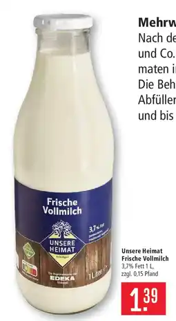 Marktkauf Unsere Heimat Frische Vollmilch Angebot