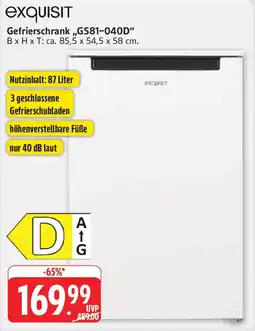 Marktkauf exquisit Gefrierschrank GS81-040D Angebot