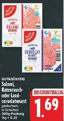 NP Discount GUT&GÜNSTIG Salami, Katzenrauch- oder Land-cervelatwurst Angebot