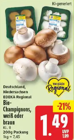 nah & gut EDEKA Regional Bio Champignons, weiß oder braun Angebot