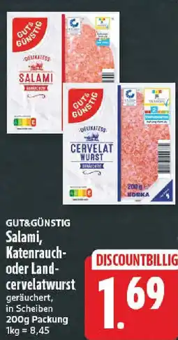nah & gut GUT&GÜNSTIG Salami, Katenrauch oder Landcervelatwurst Angebot