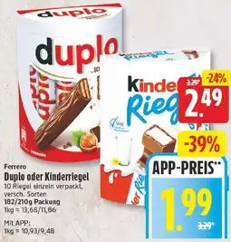 nah & gut Ferrero Duplo oder Kinderriegel Angebot