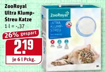 REWE Center ZooRoyal Ultra Klump Streu Katze 6L Angebot