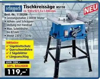 Norma24 Scheppach Tischkreissäge Hs110 Angebot