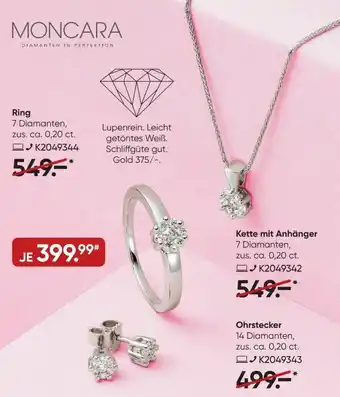 Galeria Moncara Diamanten in Perfektion Ohrstecker, Kette Mit Anhänger und Ring Angebot