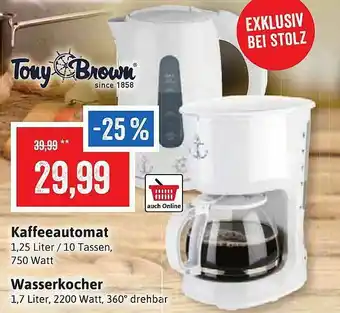 Stolz Tony Brown Kaffeeautomat, Wasserkocher Angebot