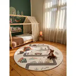 Netto Marken-Discount Kinderteppich Straßenkarte Abenteuer Creme 200x200 cm Waschbar Angebot