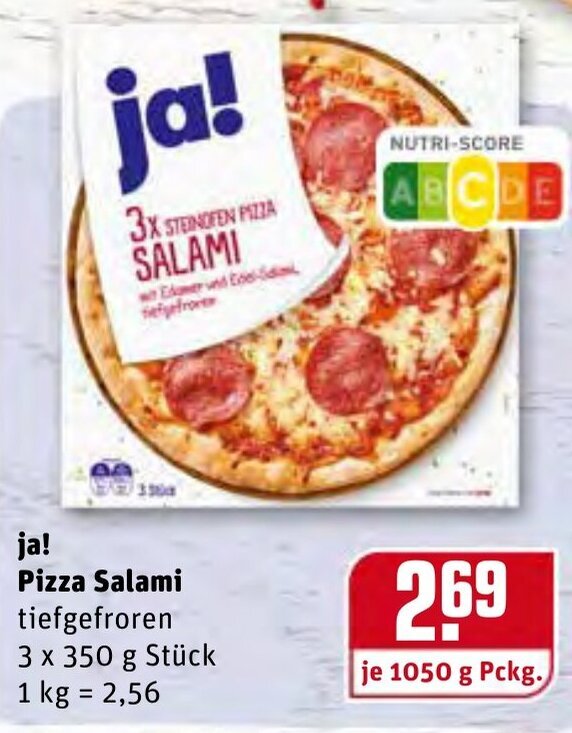 ja! Pizza Salami 1050g Angebot bei REWE Center