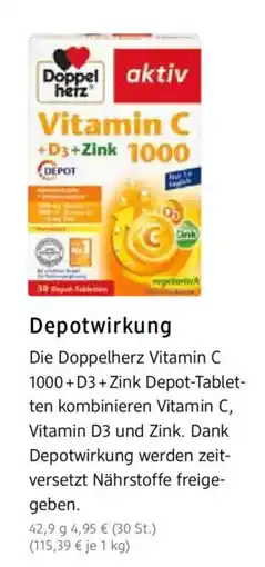 dm drogerie Doppelherz Vitamin C 1000 + D3 + Zink Depot-Tabletten Angebot