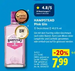 Lidl HAMPSTEAD Pink Gin Angebot