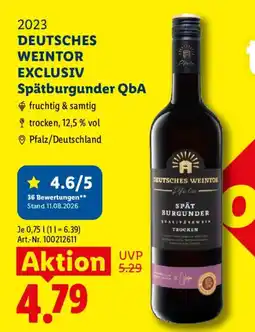 Lidl DEUTSCHES WEINTOR Spätburgunder QbA Angebot