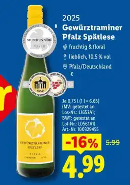 Lidl Gewürztraminer Spätlese Angebot