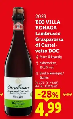 Lidl BIO VILLA BONAGA Lambrusco Grasparossa di Castelvetro DOC Angebot