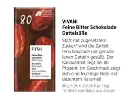 dm drogerie VIVANI Feine Bitter Schokolade Dattelsüße Angebot