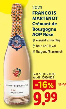 Lidl FRANCOIS MARTENOT Crémant de Bourgogne AOP Rosé Angebot