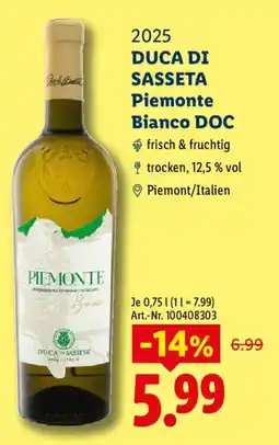 Lidl DUCA DI SASSETA Piemonte Bianco DOC Angebot