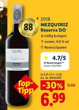 Lidl MEZQUIRIZ Reserva DO Angebot