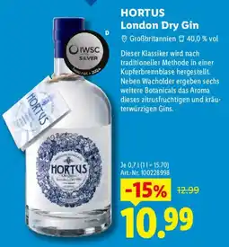 Lidl HORTUS London Dry Gin Angebot