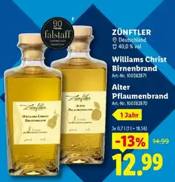 Lidl ZÜNFTLER Williams Christ Birnenbrand Angebot