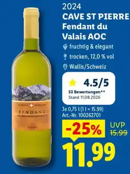 Lidl Cave St Pierre Fendant du Valais AOC Angebot