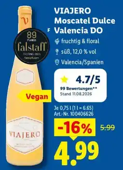 Lidl VIAJERO Moscatel Dulce Angebot
