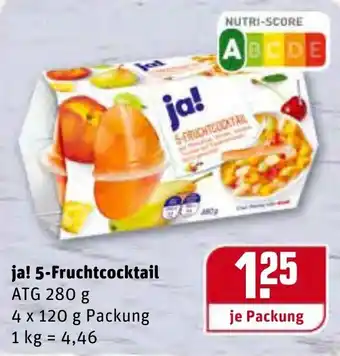 REWE Center ja! 5 Fruchtcocktail 4x120g Angebot