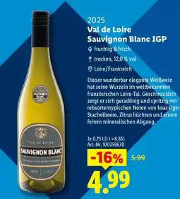 Lidl Val de Loire Sauvignon Blanc IGP Angebot