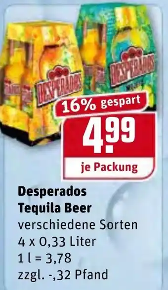 REWE Center Desperados Tequila Beer 4x0,33L Angebot