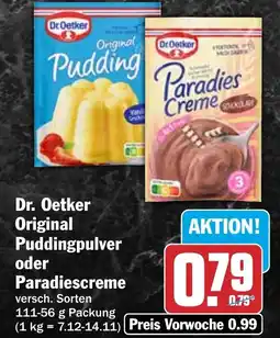 HIT Ullrich Dr. Oetker Original Puddingpulver oder Paradiescreme Angebot