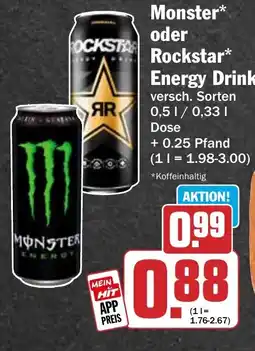 HIT Ullrich Monster* oder Rockstar* Energy Drink Angebot